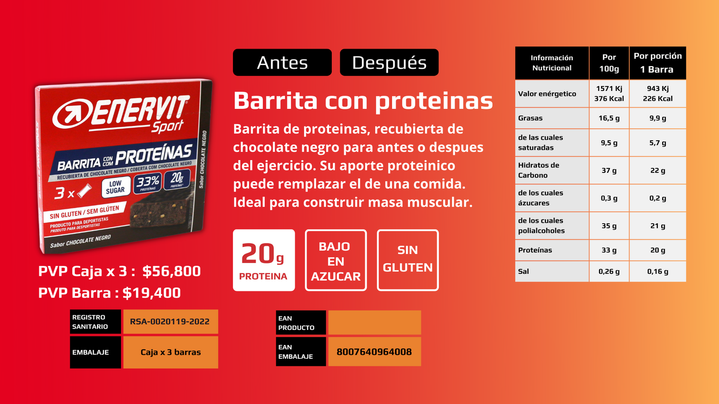 Barra alta en proteína - Baja en azúcar