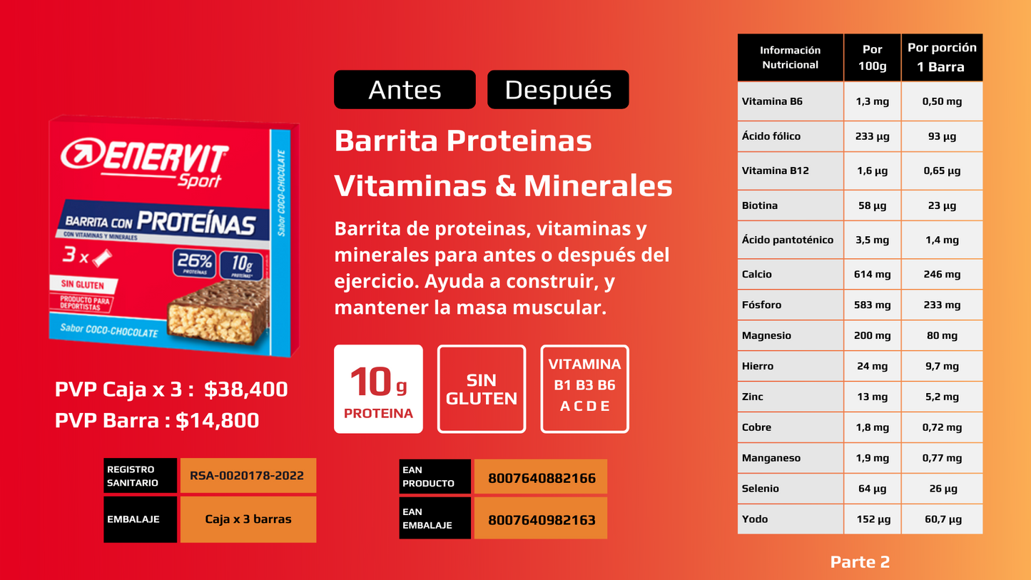 Barra de proteina - Vitaminas y minerales